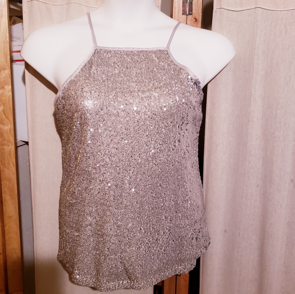 ❤Hayden Gray Sequin Square Neck Tank Top